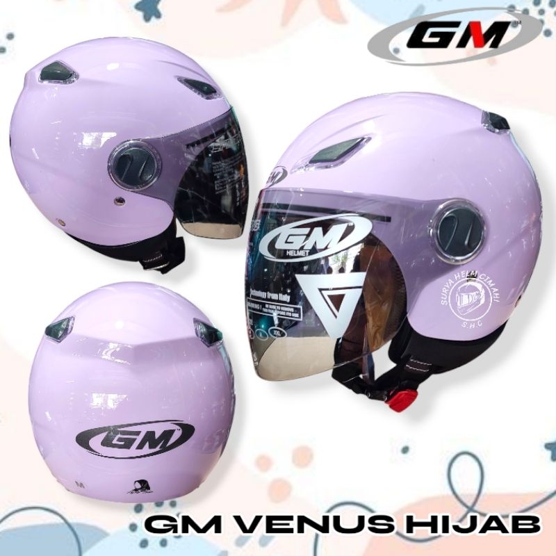 GM VENUS HIJAB SOLID UNGU PASTEL HELM WANITA HELM HIJAB