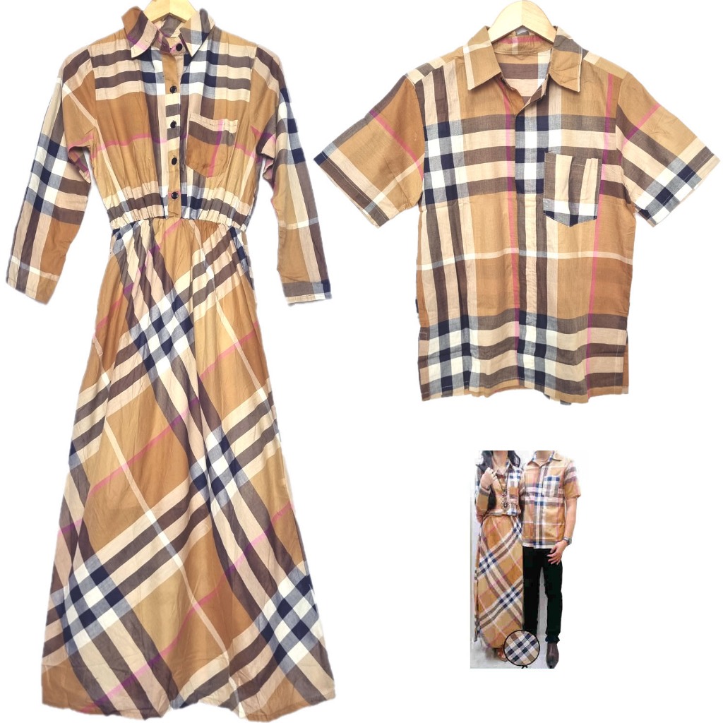 Iyesh 8081 Busana Baju Pakaian Couple Pasangan Fashion Muslim Wanita Maxi Gamis Dress Pria Hem Kemej
