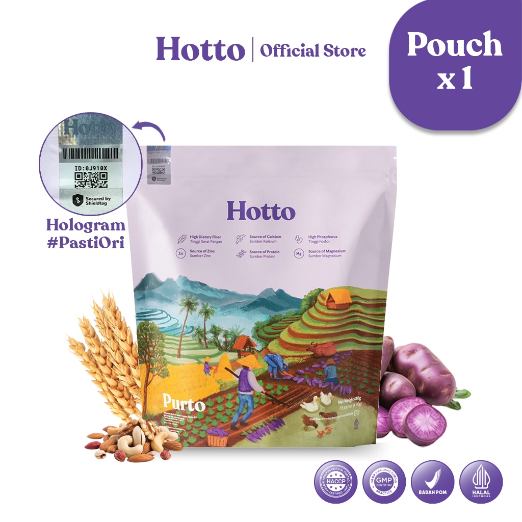 

NEW BUNDLING POUCH !! Hotto Purto Multigrain with Purple Potato (32 Sachet) Halal Bpom Ready