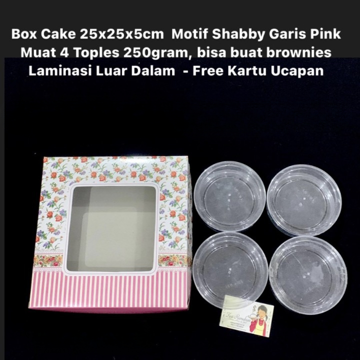 

Box Cake Motif Shabby Garis Pink Dus Hampers 25x25x5cm