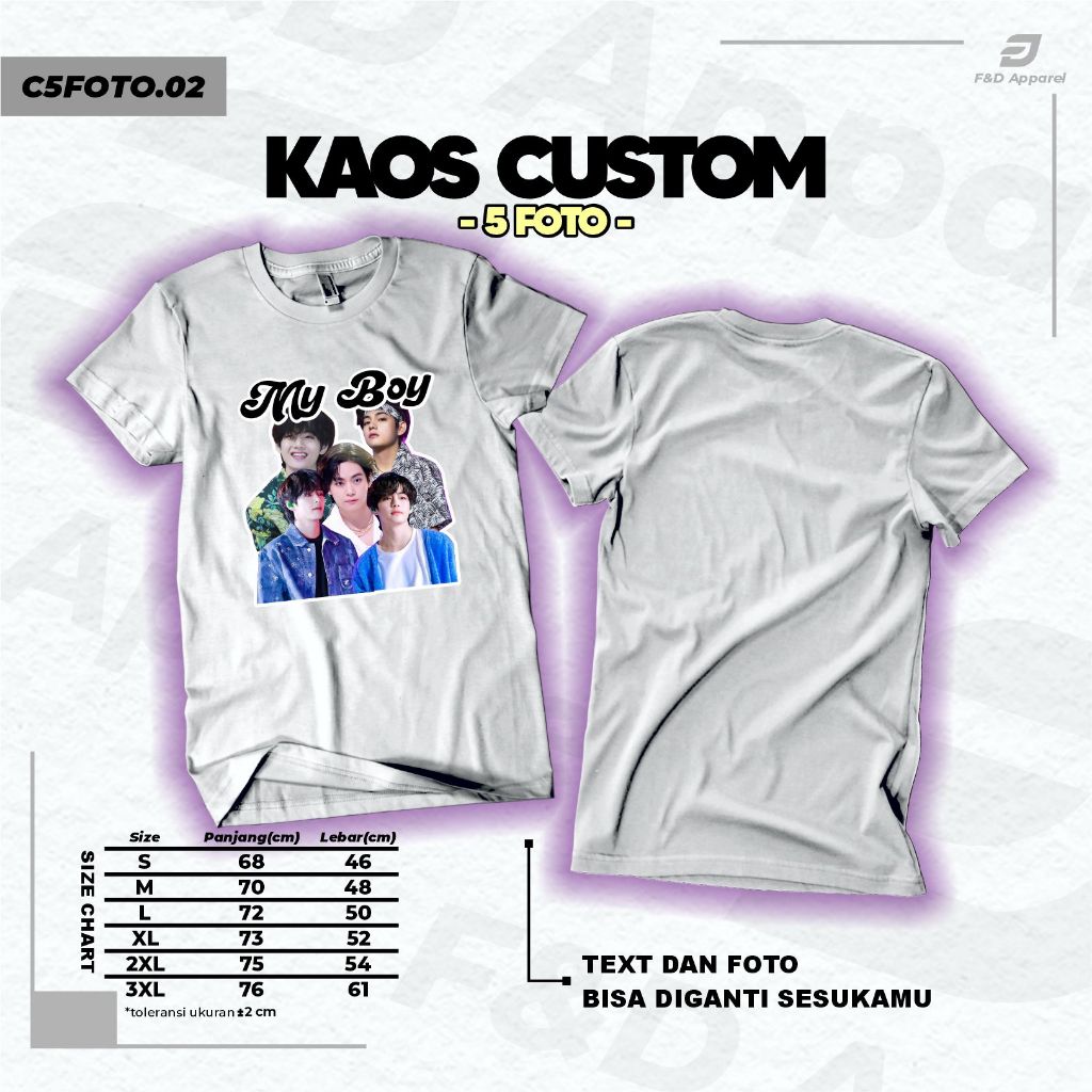 Kaos Sablon Custom Foto Bucin MY BOY  MY GIRL Baju Couple Baju Foto Pasangan 5 Foto | C5FOTO.02
