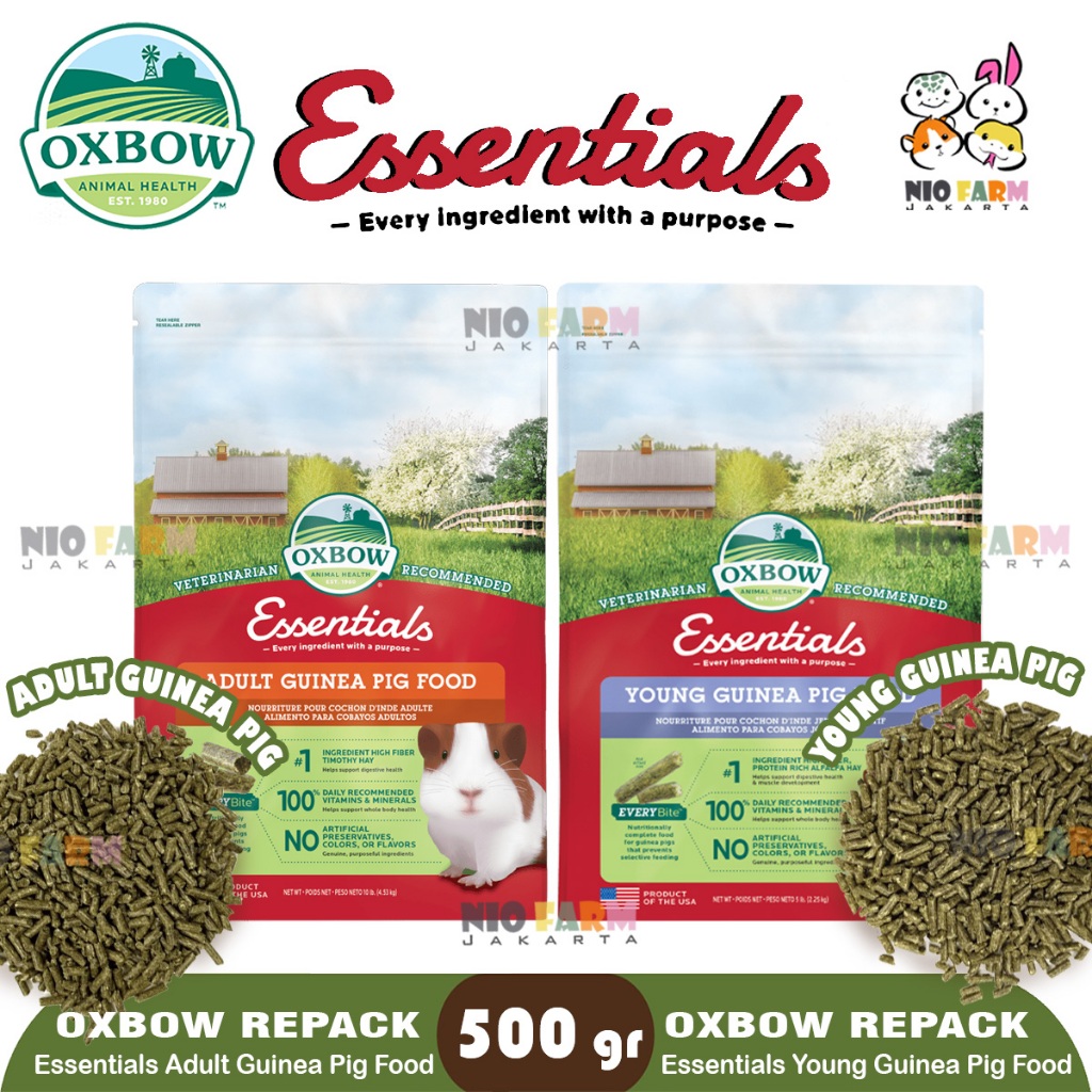 NIOFARM - OXBOW ESSENTIALS YOUNG & ADULT -  Pellet Guinea Pig Marmut Cavy  REPACK 500GRAM 500GR 500 