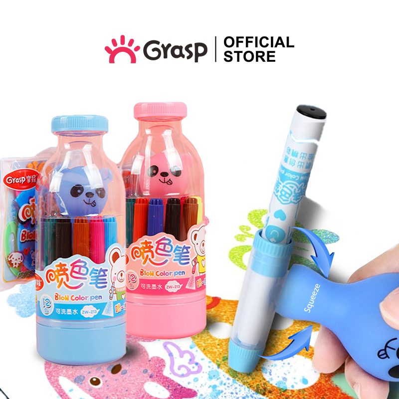 

GRASP Felt Pen Blow Pen Semprot 12/24 Spidol Warna Airbrush Marker Anak Mudah Dicuci Tidak Beracun SW002