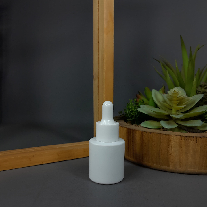 Botol Kaca Pipet 20 ML Putih Doff Bahu Datar / Botol Serum 20 ML / Botol Pipet 20 ML / Botol Kaca 20