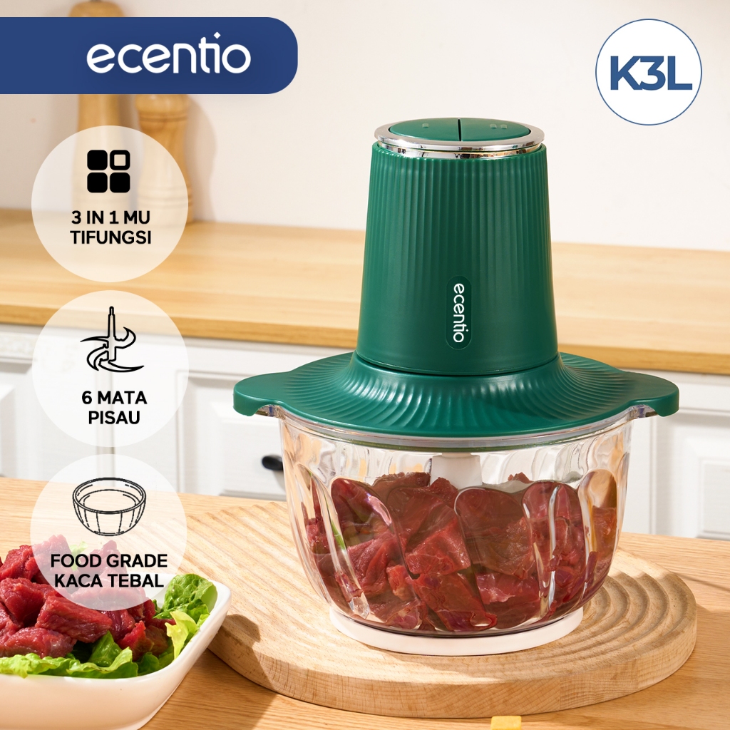 ecentio 3 IN 1 Food Chopper 6 Mata Pisau - Mini Chopper Blender