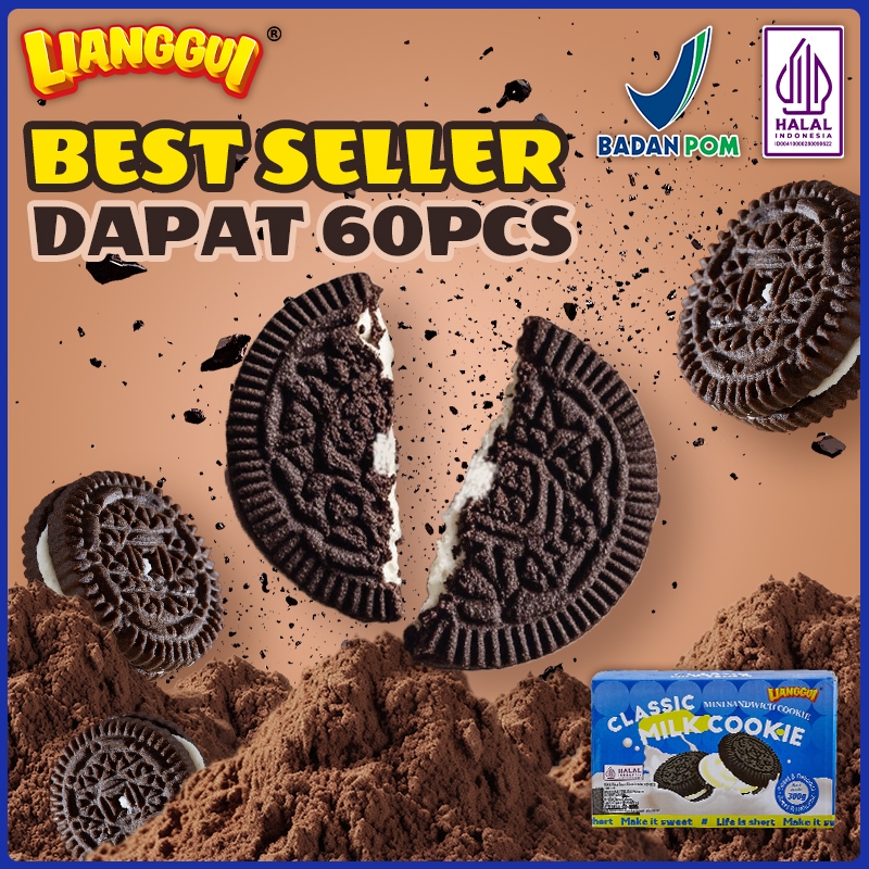 

60Pcs Lianggui Classic Milk Cookie - Biskuit Susu Renyah Cemilan Anak Sekolah Snack Praktis