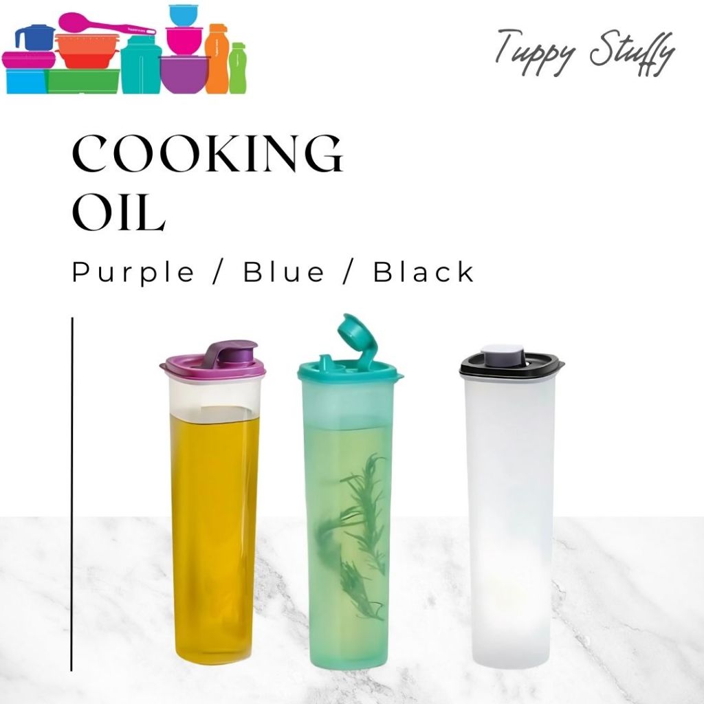 Tupperware Cooking Oil 1.1L (2) Purple, Blue, Black | Wadah minyak goreng set 1L ORI Tupperware