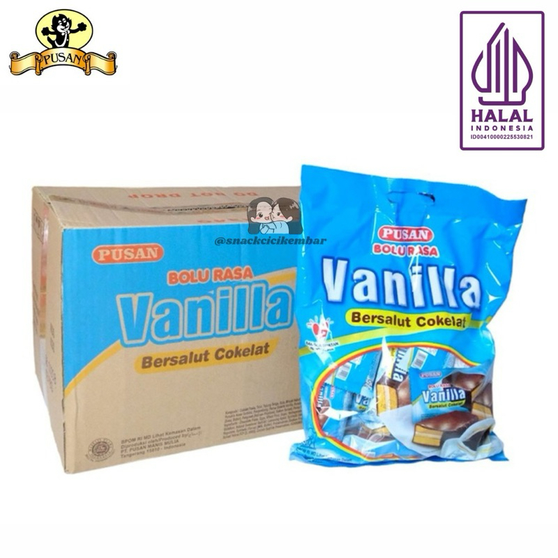

PUSAN BOLU BERSALUT COKELAT RASA VANILLA / STROBERI 1 DUS ISI 8 BAG