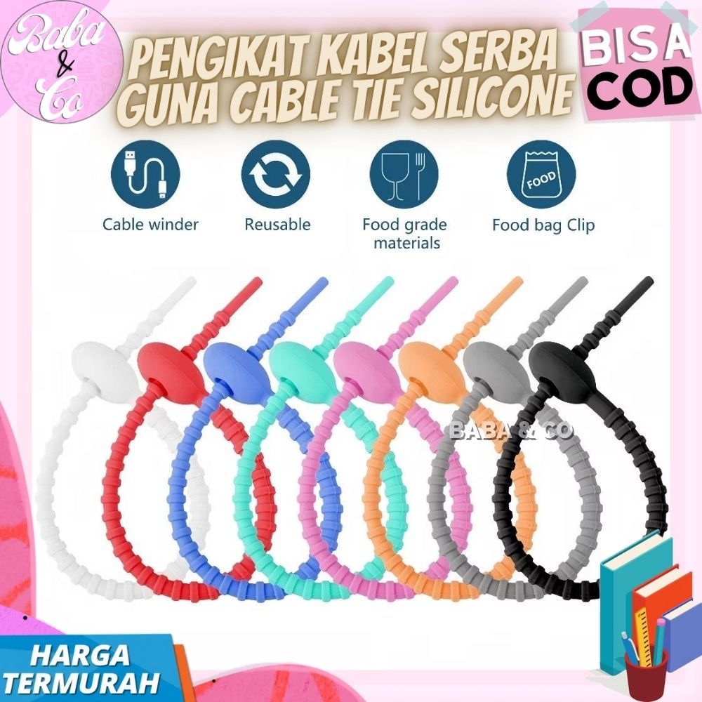 KABEL TIES SILICON GANTUNGAN KABEL SERBA GUNA CABLE TIE SILICONE KABEL TIES GANTUNGAN KUNCI SERBA GU