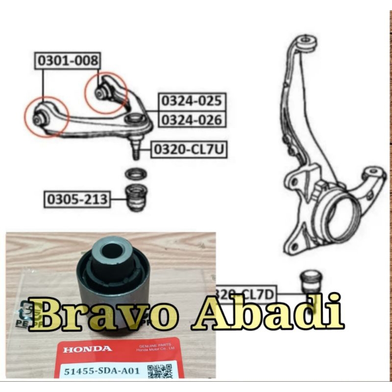 Bushing Upper Arm Depan Accord Cp2 , Odyssey Rb1 Rb2 Rb3 1-Pcs