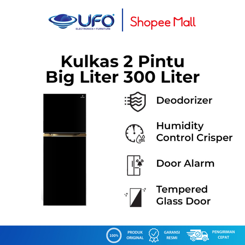 Polytron Kulkas 2 Pintu Belleza Big Liter 300 Liter PRM430X