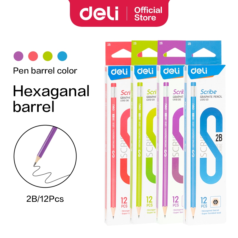 

Deli Pensil 2B / Graphite Pencil Isi 12 Dengan Penghapus EU51000