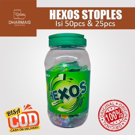 

Hexos Mint Stoples Isi 50pcs & 25pcs - DHARMAIS SNACK