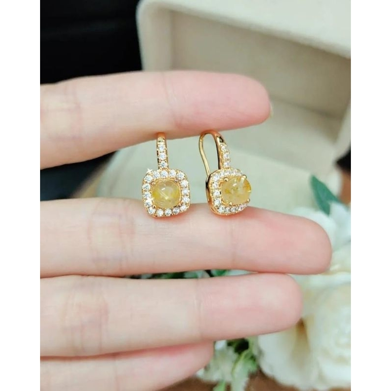 Promo Anting Batu Rambut Sedana dan Giok Lapis Emas Awet