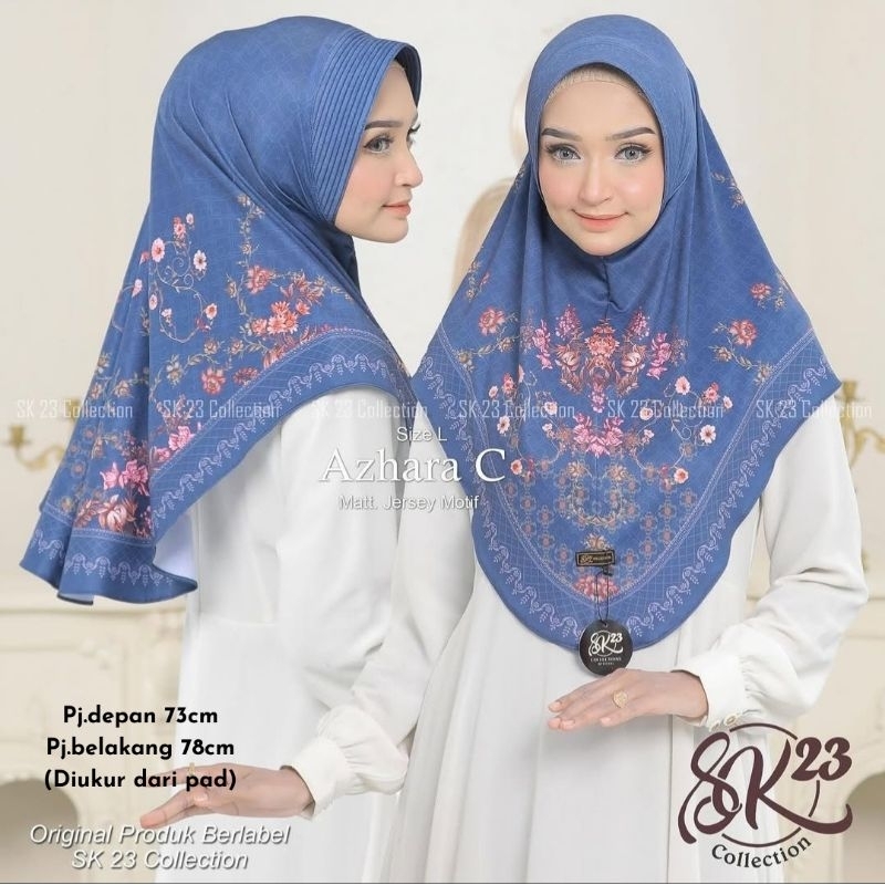 Azhara C Hijab Instan Jersey Motif Bunga / Jilbab Bergo Langsungan Motif