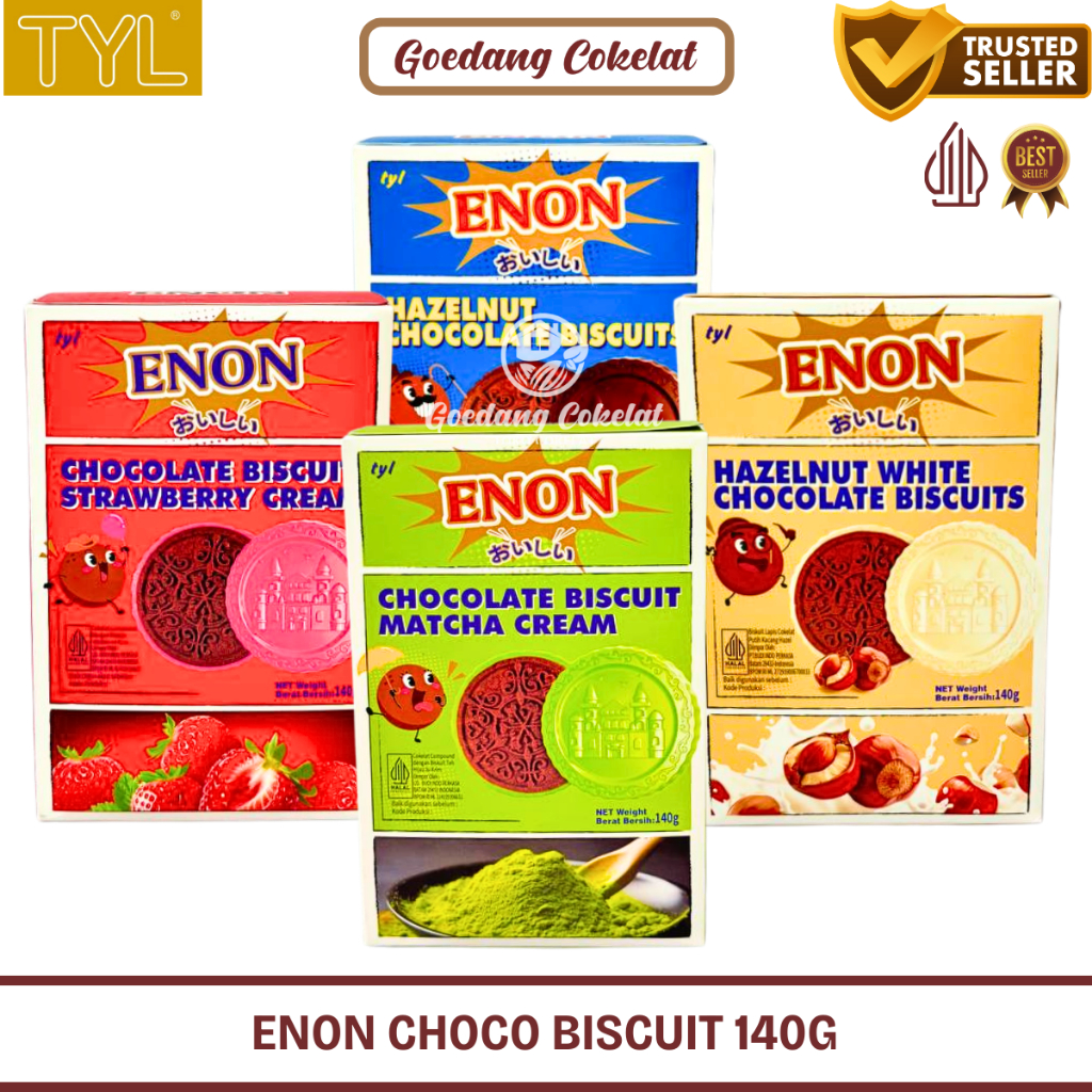 

ENON Choco Biscuits Hazelnut White Chocolate Biskuit Lapis Cokelat Putih Kacang Hazelnut Matcha Strawberry Kemasan 84g / 140g
