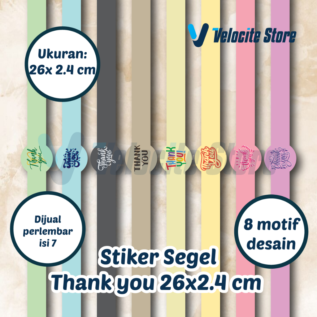 

STICKER SEGEL THANKYOU/SEGEL TOPLES/KEMASAN/TOPLES/STIKER THANKYOU 26x2.4 cm (7 pcs)