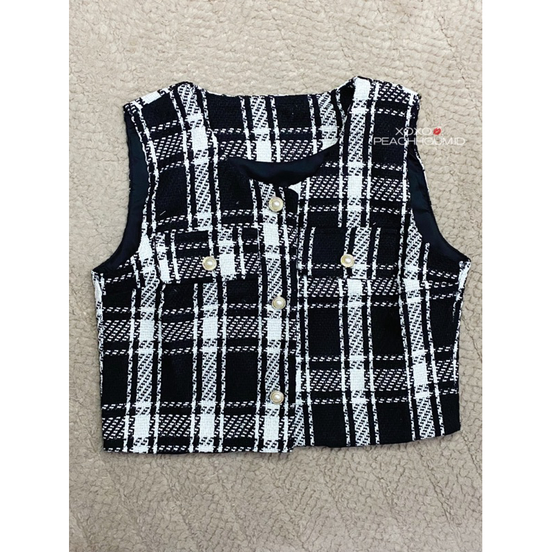 Luana Tweed Vest | Tweed vest premium korean high quality