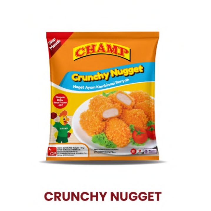 

CHAMP CRUNCHY CHICKEN NUGGET 225GR NAGET AYAM KRISPI HALAL