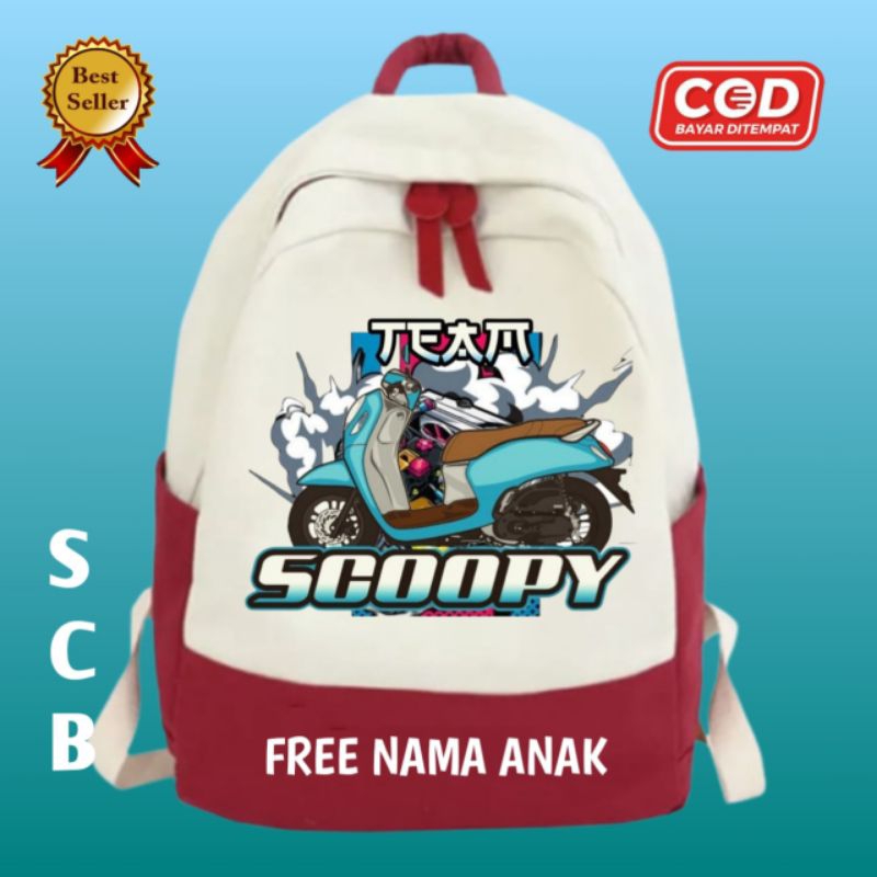 Tas Ransel Anak Motor Honda Scoopy free cetak nama