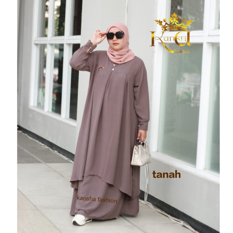 ARUMI ONE SET ROK DAN TUNIK SETELAN JUMBO LD 120 CRINKLE AIRFLOW