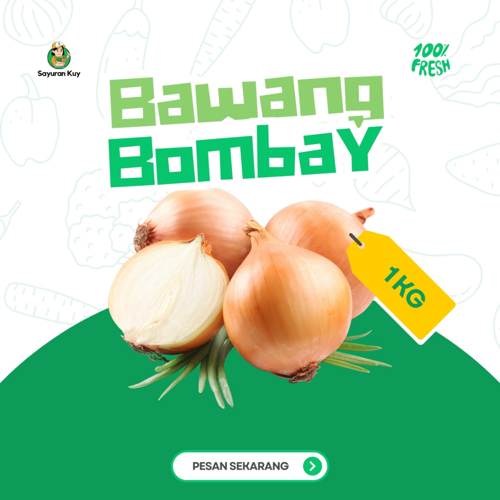 

Bawang Bombay 1kg Holland Premium Segar Impor