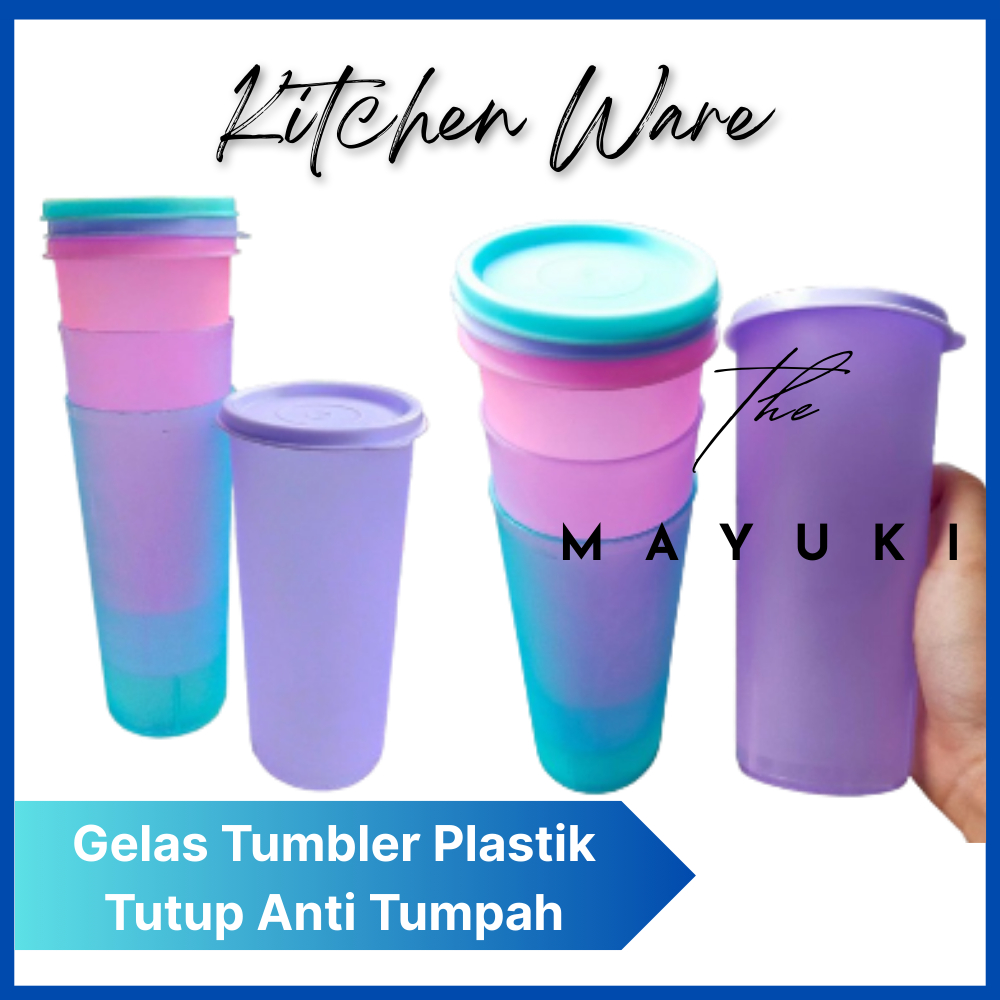 Gelas Air Minum Tutup Anti Tumpah Gelas Tumbler Plastik 450 ML