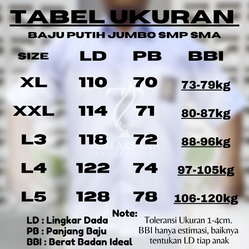 POI Seragam SMA JUMBO Seragam Sekolah Kemeja Putih SMA Laki-Laki dan Perempuan