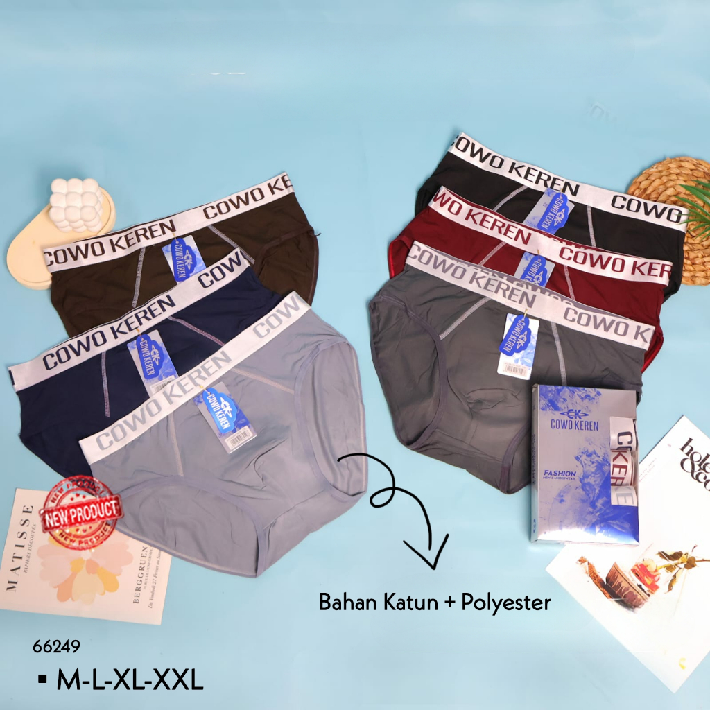 CD Pria Dewasa M, L, XL,XXL/Celana Dalam Cowok (3pcs) Sempak/Brief Katun Polos Adem Lembut Karet Bes