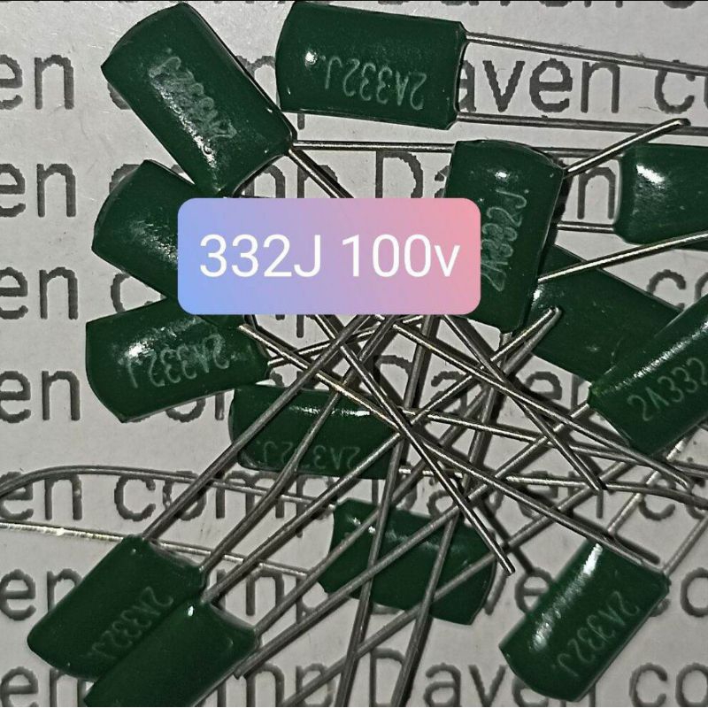 10BUAH KAPASITOR MILAR 332J 100V 332 J 100 VOLT 100VOLT 2A 3NK 332J 100VOLT