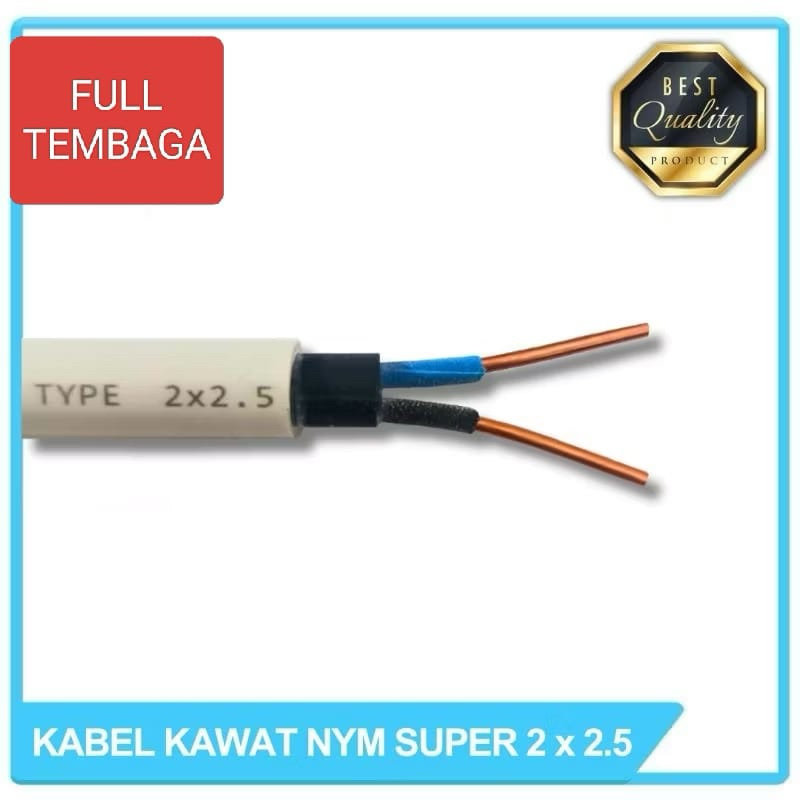 Kabel Tembaga NYM Isi 2 Kawat 2.5M Paket