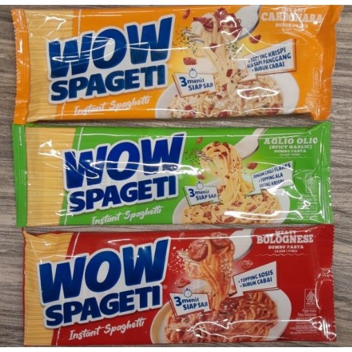 

Wow spageti 5 Bungkus instant spaghetti CREAMY CARBONARA / MEATY BOLOGNESE / AGLIO OLIO