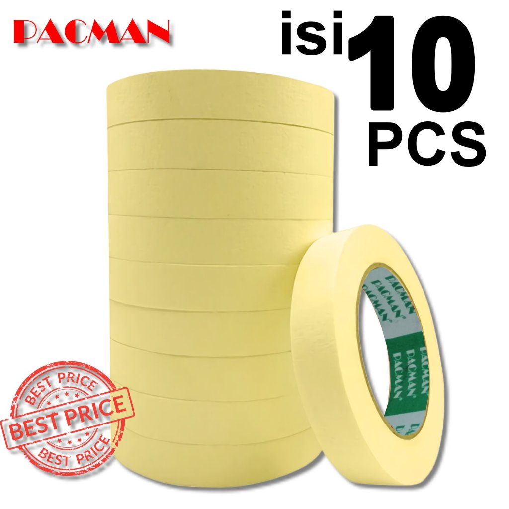 

10 Pcs Masking tape Pacman original 100%isolasi kertas lakban selotip isolasi