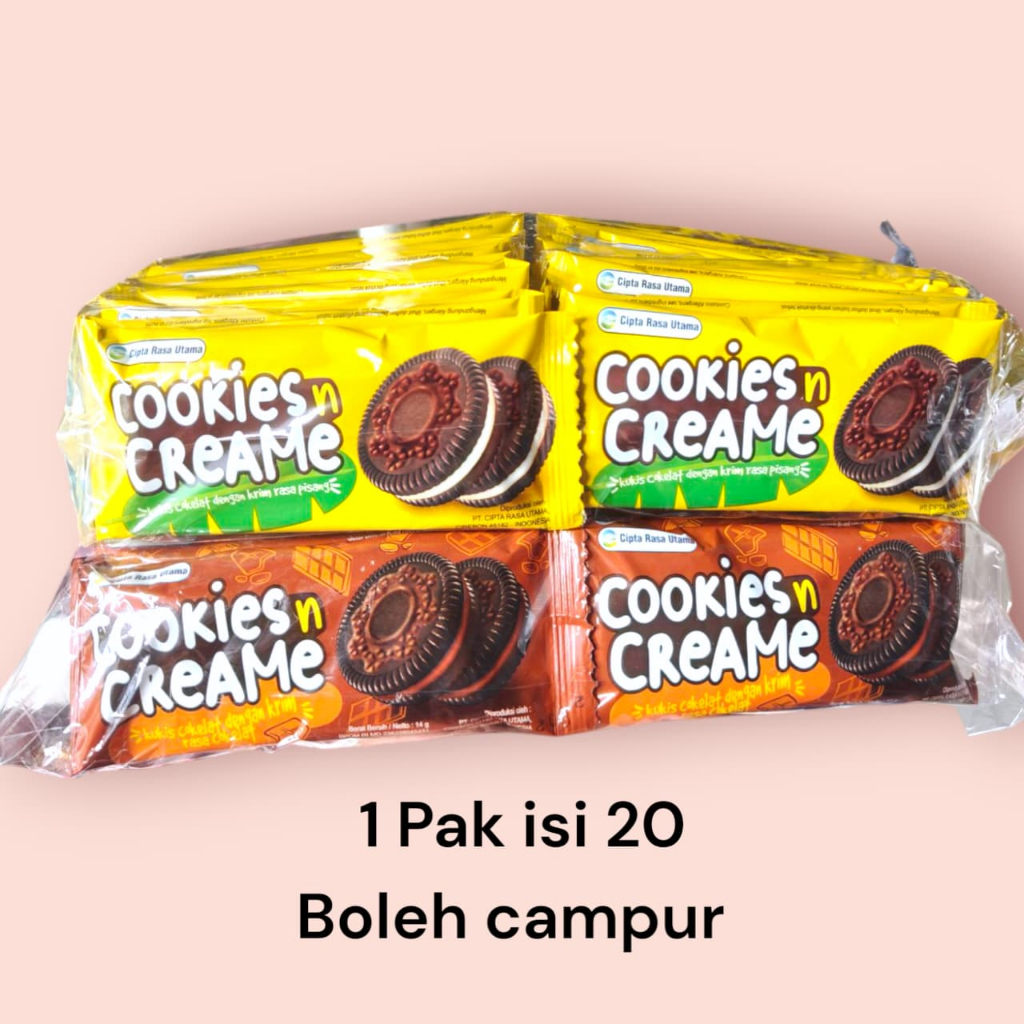 

(1 PACK = 20 PCS) BISKUIT COOKIES N CREAME COOKIES CREME