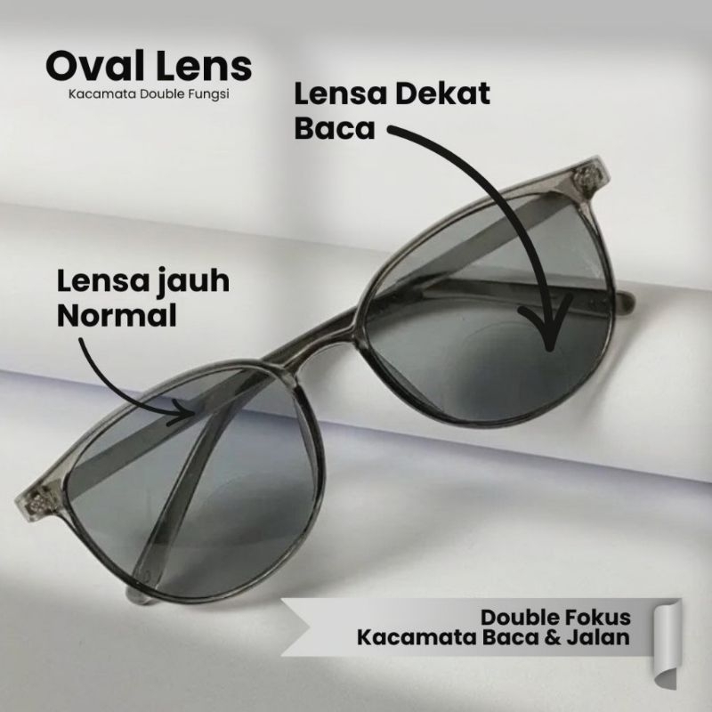 OVAL LENS Kacamata Double Fokus Baca dan JalanKaca Mata Baca plus Jalan Pria Wanita