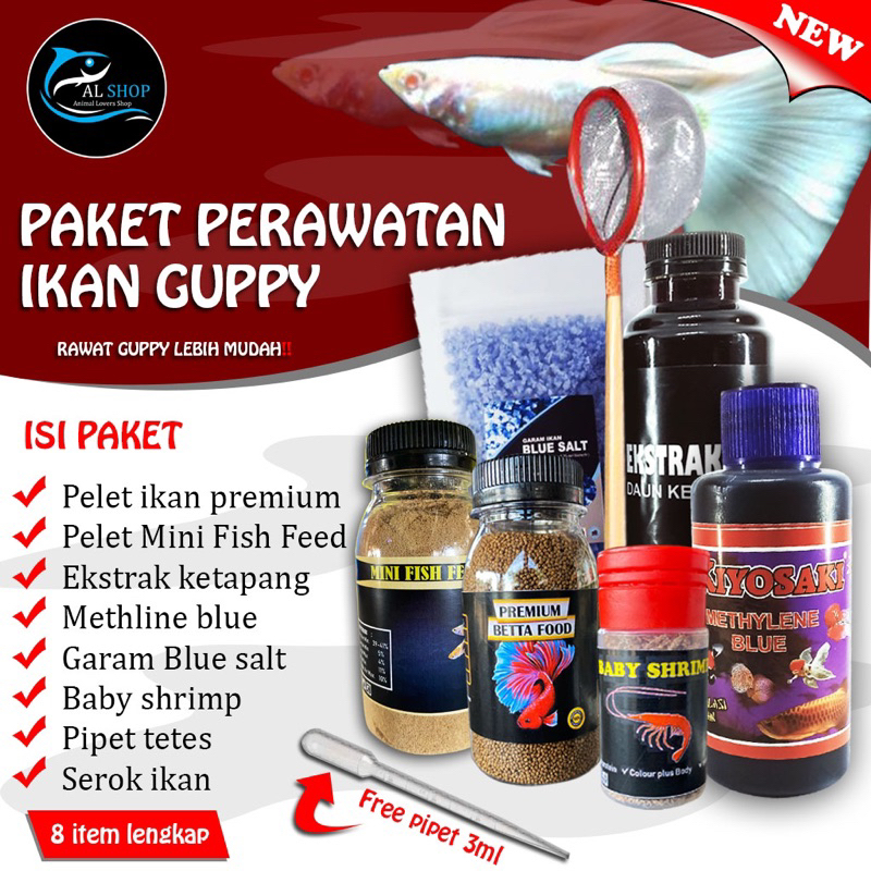 Paket perawatan ikan Guppy komplit
