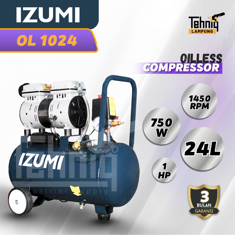 Izumi OL-1024 Kompresor Angin Listrik | Izumi Air Compressor Oilless Silent OL1024 1HP | Kompresor A