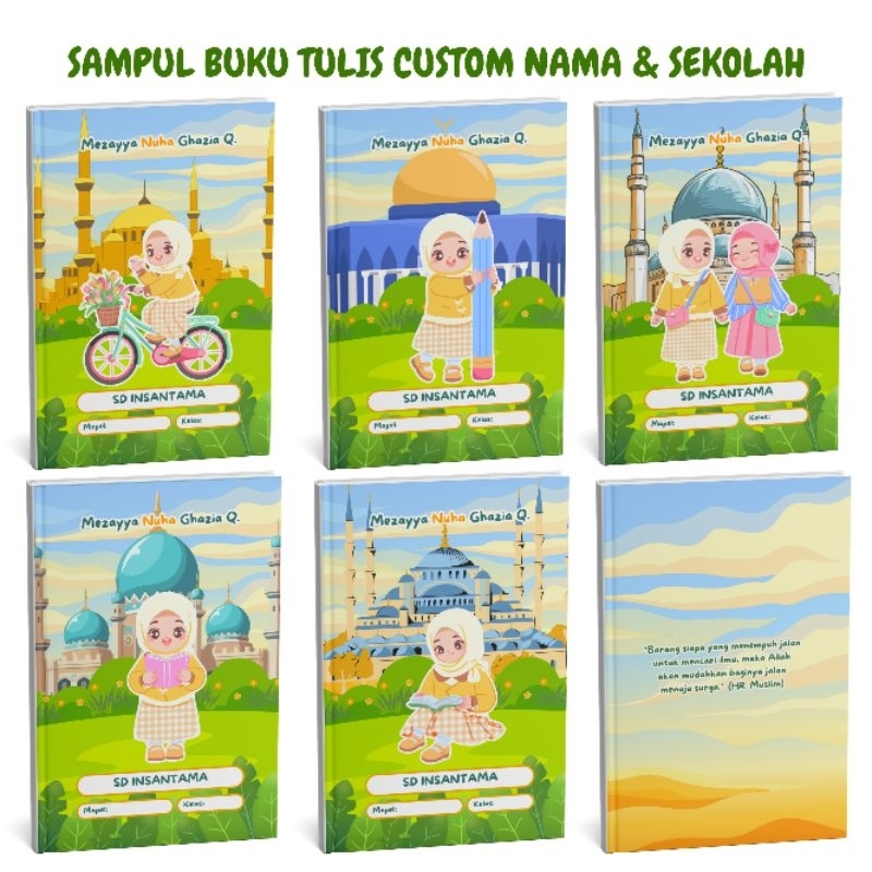 

Sampul buku tulis CUSTOM nama & sekolah (1 pack isi 10 lembar)