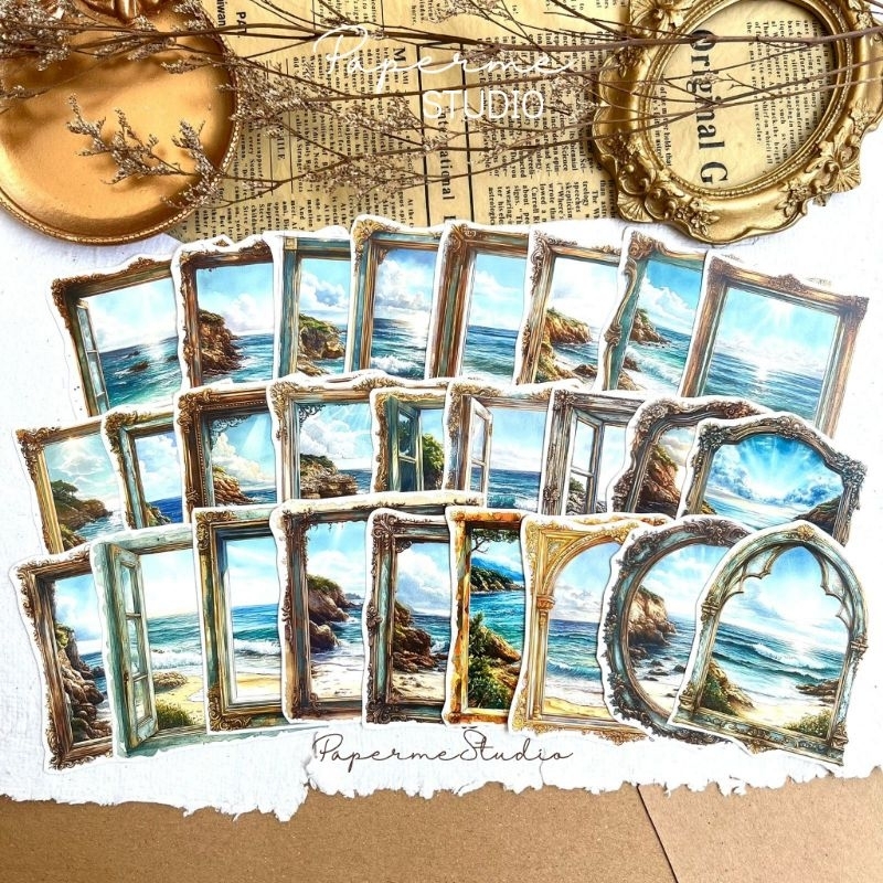 

CUT STICKER - sticker summer sea beach peach river aesthetic journaling book dekorasi buku jurnal vintage fantasy fresh frame by Papermestudio