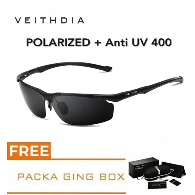 VEITHDIA Kacamata Pria ORIGINAL Polarized Anti UV Sungglass Kirim koper kacamata 6592