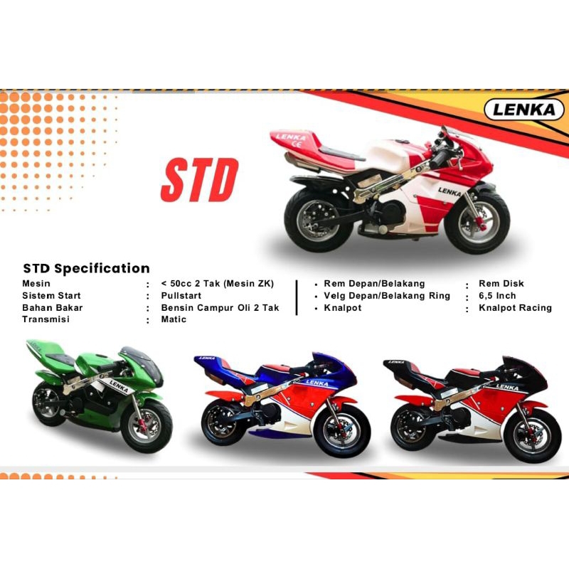 Motor Mini GP Lenka STD 50cc 2tak Mainan Anak Motoran