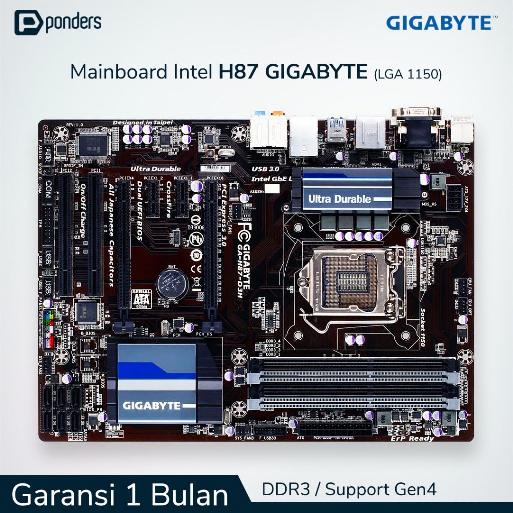 Mainboard Intel Gigabyte H87 LGA 1150 DDR3 Support Gen4