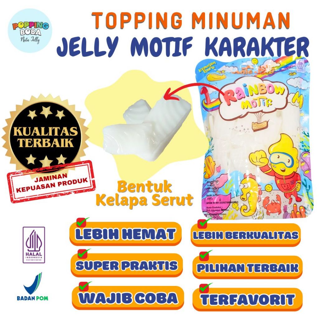 

Jelly Motif Karakter Topping Minuman - Jelly Bentuk Kelapa Cocok Untuk Semua Minuman | Popping Boba Meletus Pecah Dimulut Nata Jelly