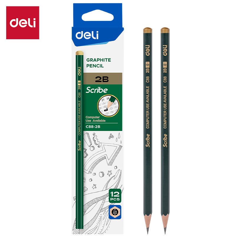 

Deli Graphite Pencil / Pensil Kayu 2B 1 Pack Isi 12pcs Kualitas Bagus EC88-2B