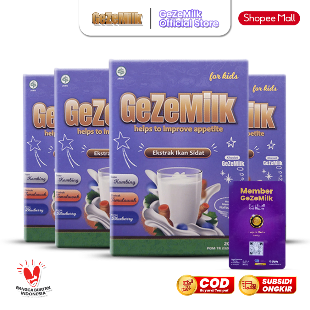 

GeZeMilk 4 BOX–Susu Kambing Etawa dengan Ekstrak Ikan Sidat untuk Kecerdasan dan Tumbuh Kembang Anak