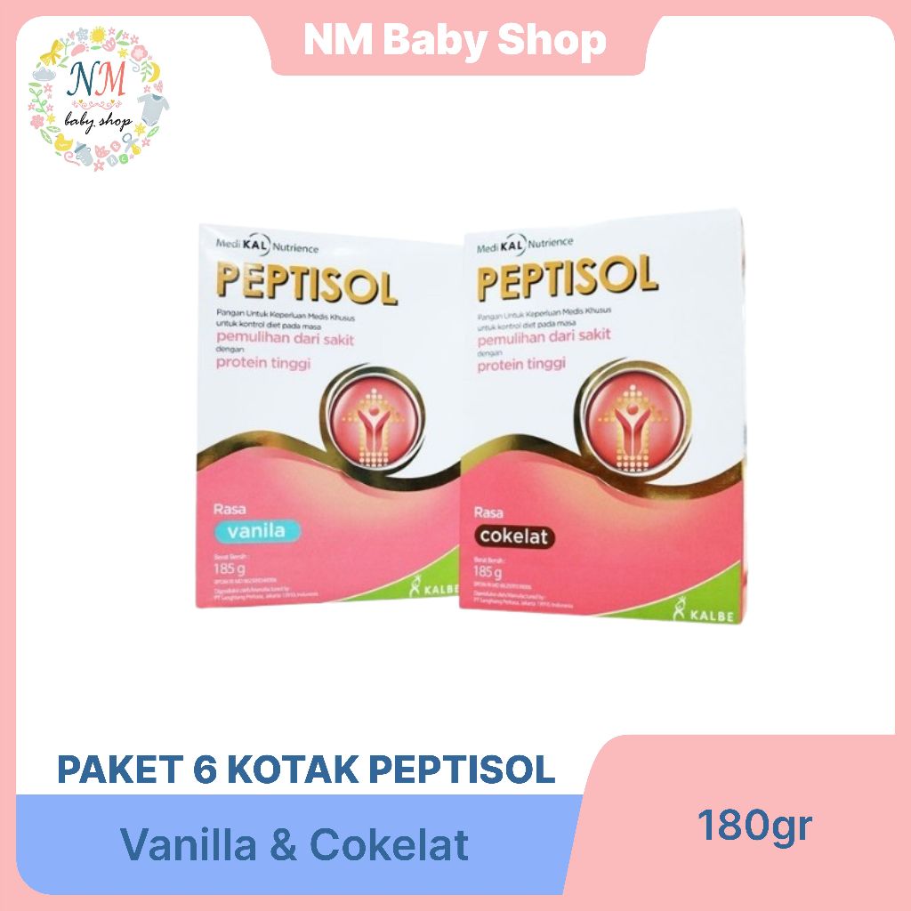 

PAKET 6 PCS PEPTISOL VANILA COKLAT 180GR - NUTRISI TINGGI PROTEIN RENDAH RESIDU 180 GR NM SSKD