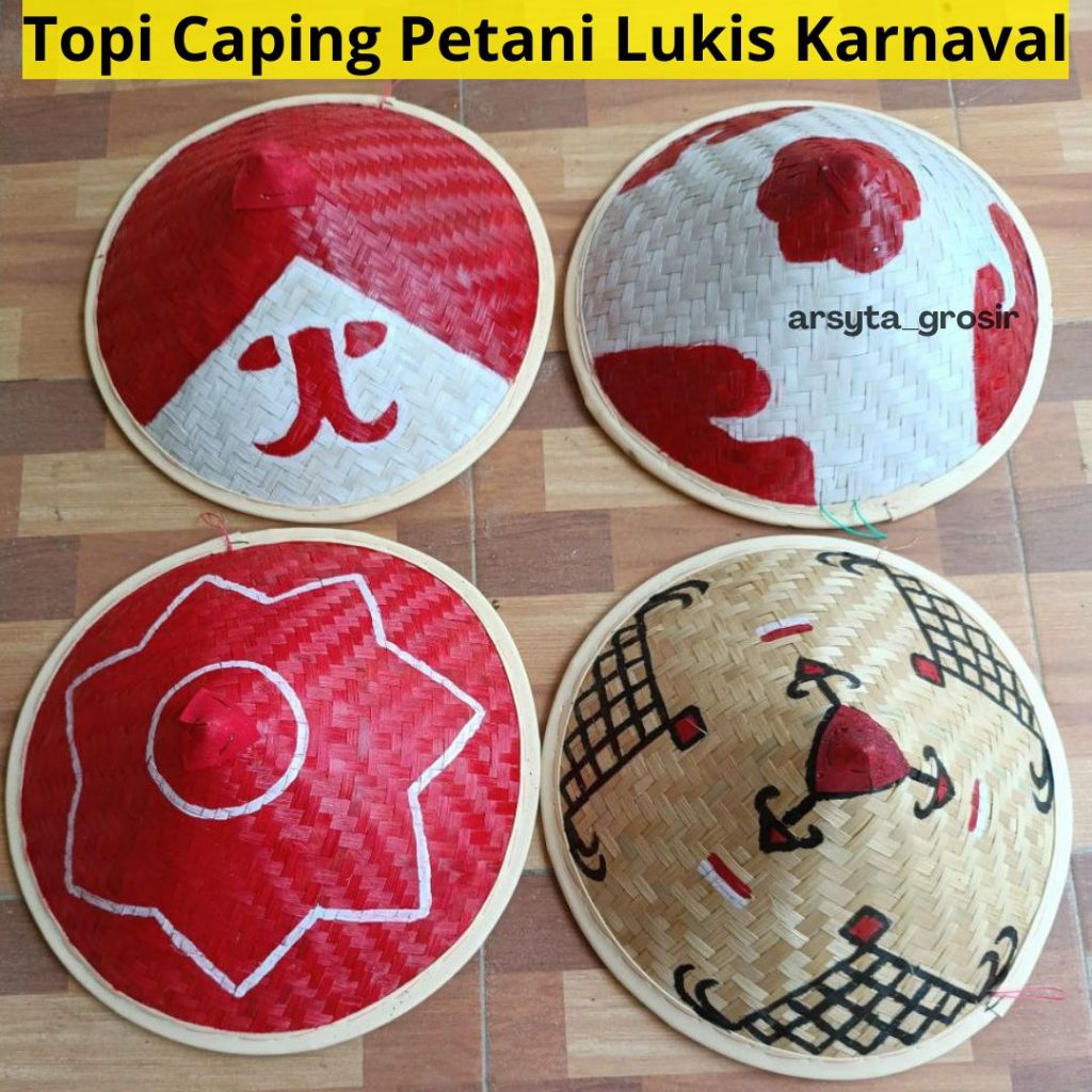 Topi caping lukis anak  dan dewasa / caping petani lukis karnaval unik