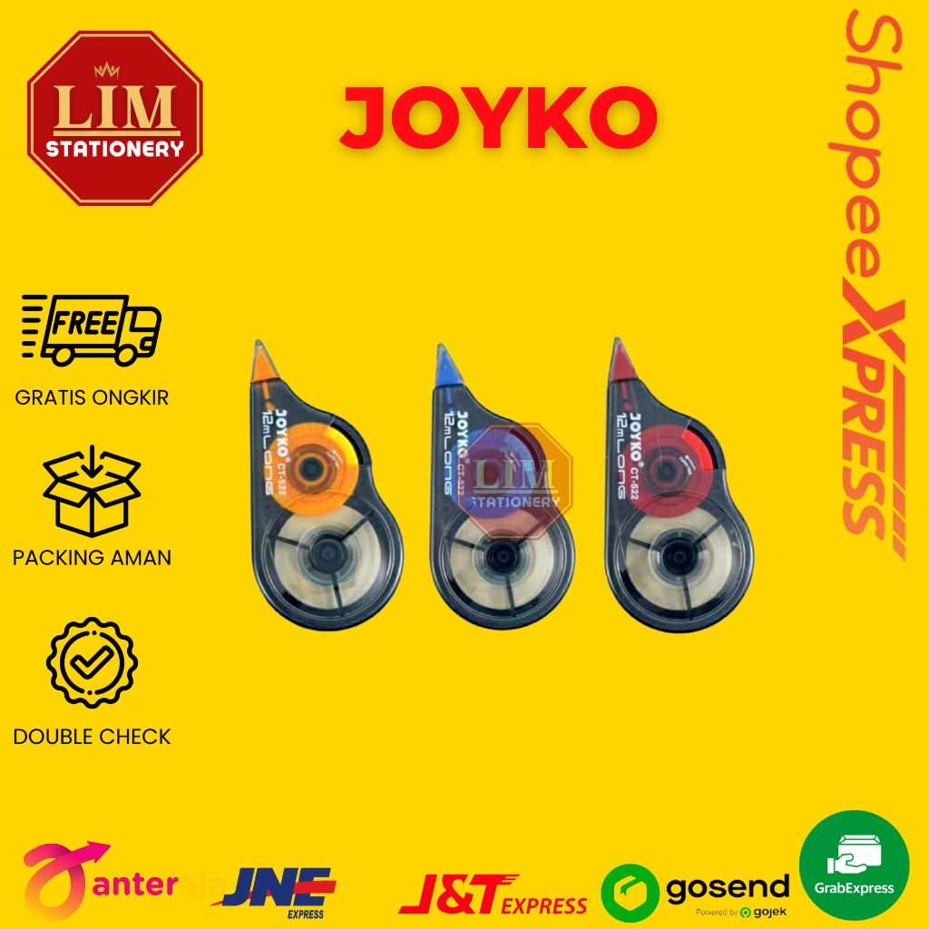 

D3W! JOYKO CT-522 (1BOX /12PCS) TIP EX KERTAS / TIP EX ROLL 522