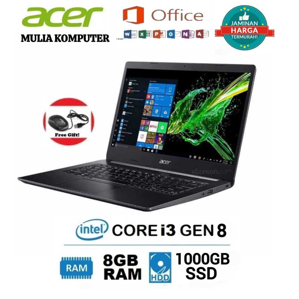 PROMO..LAPTOP ACER INTEL RAM 8GB/SSD 1TB (BONUS MOUSE)