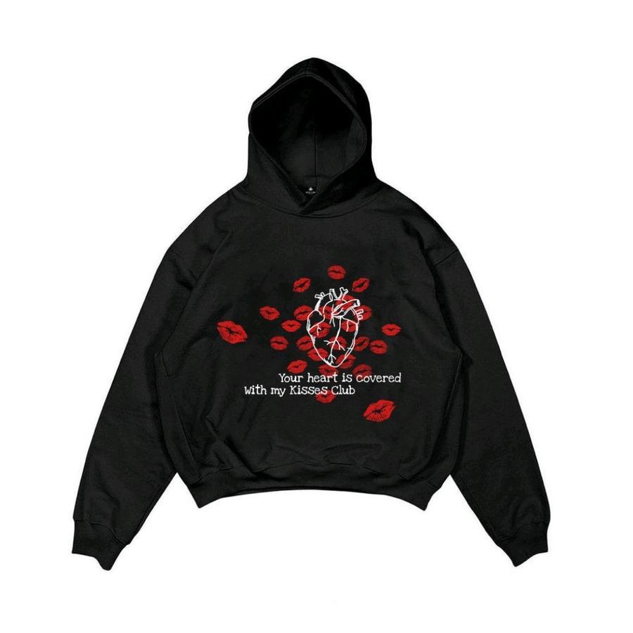 Outerwear Unisex Hoodie Boxy Satisfaction Hoodie Boxy Kiss Club Black